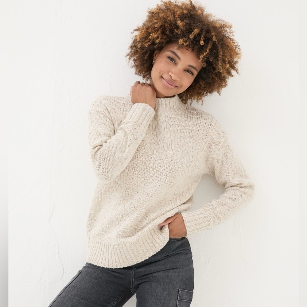 NWT Fat Face Ivory Snowflake Wool Jumper Sweater Size 6